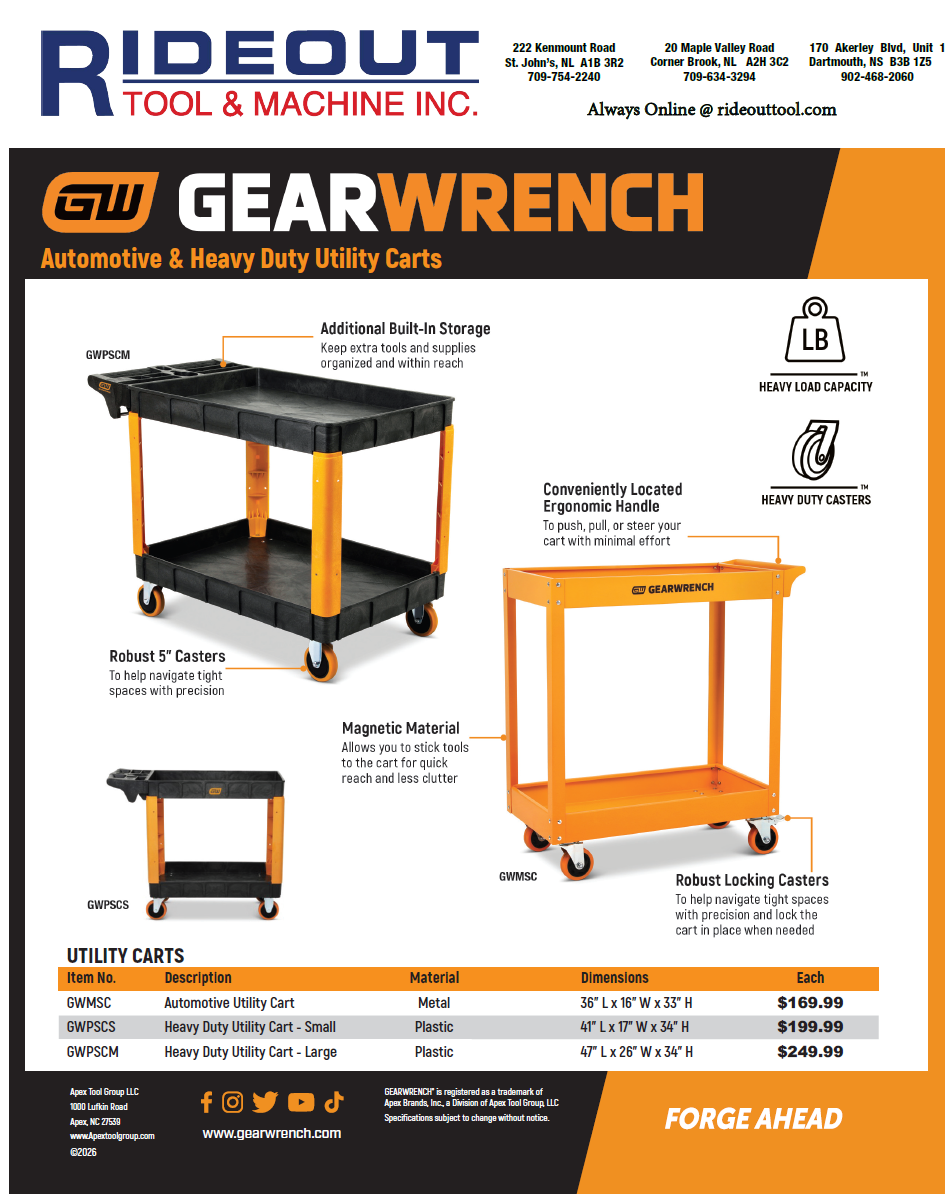 Gearwrench Carts Fall 2026